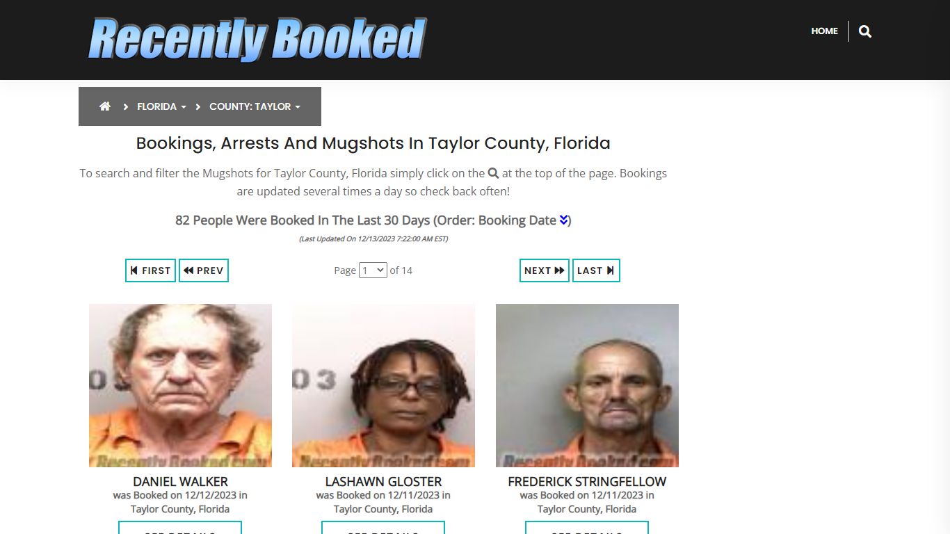 Recent bookings, Arrests, Mugshots in Taylor County, Florida